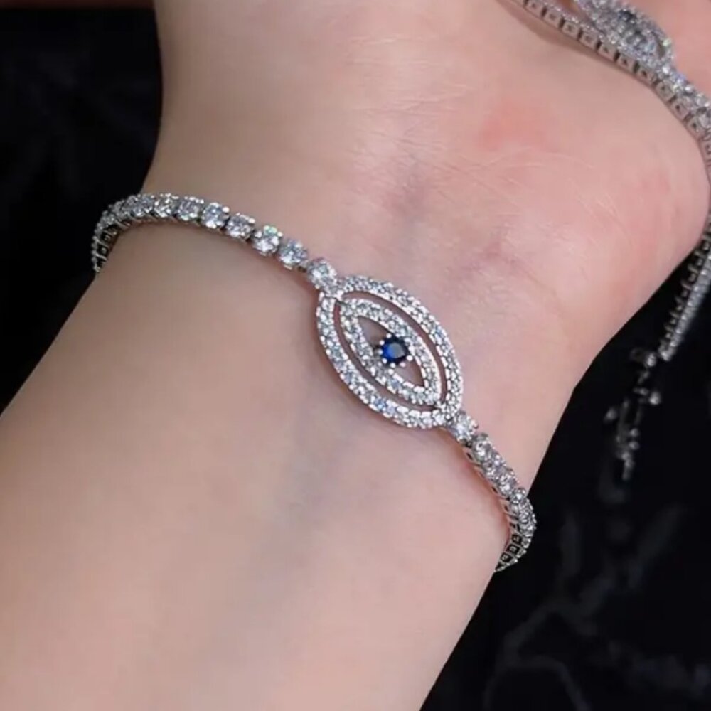 Solid Sterling Silver 2ct Diamond Womens EYE Tennis Bracelet Jewelry 7" 8" NEW
